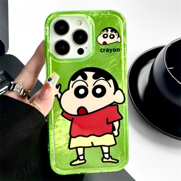 適用蘋果15promax手機殼新款可愛卡通蠟筆小新iphoen14pro帶掛繩掛墜13高級感12情侶男女11全包防摔15p保護套