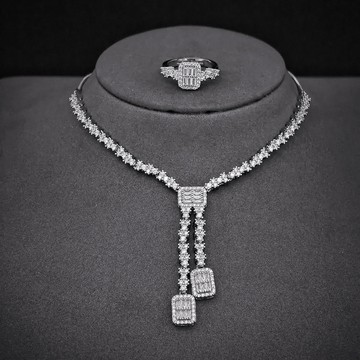 時尚經典款項鍊可調整戒指兩件套