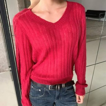 正韓女上衣 馬海毛長袖毛衣FOM1154-創翊韓都