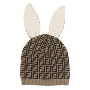 FENDI Kids 嬰幼兒兔子毛帽