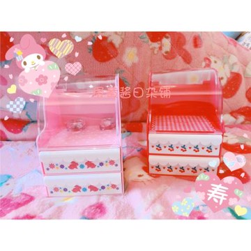 粉色有貨了Swimmer敲可愛花邊透明收納盒展示架抽屜收納盒