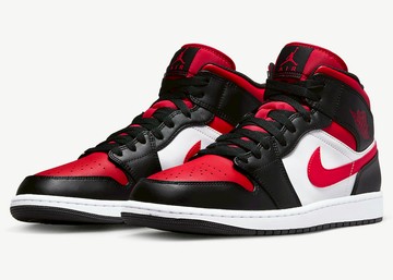 【毒】AIR JORDAN 1 MID Bred Toe 黑紅腳趾 AJ1 黑白紅 1代 554724-079【領券折222｜Cube卡+APP下單最高10%回饋】