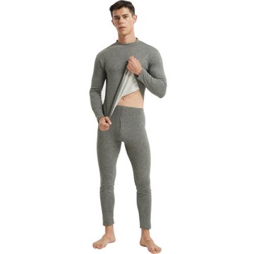 羊毛蠶絲加絨保暖內衣男士中領秋衣秋褲套裝秋冬磨毛棉毛打底衫