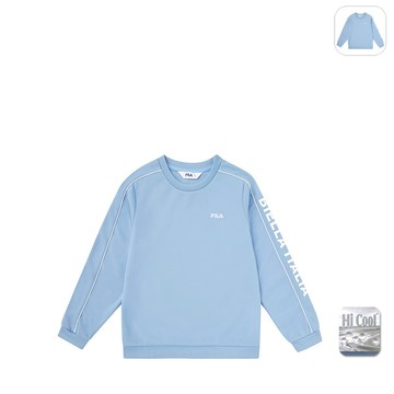 【FILA】KIDS 孩童款 吸濕排汗 長袖圓領T恤-淺藍 1TEX-8404-SB