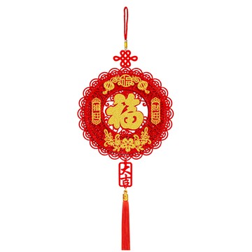 寶堂居 1入福旺財旺 新年吊飾-新春過年掛飾/流蘇開運掛件/窗花吊飾毛氈立體掛飾/開運招財/入厝室內裝飾