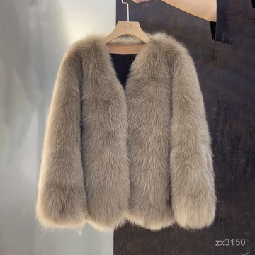 🐻‍環保皮草大衣秋冬季新款仿狐狸毛上衣加厚年輕款小香風毛毛外套女