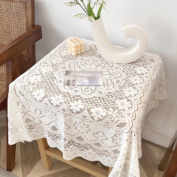 KUIBAO 快豹生活 韓風 ins 蕾絲勾花桌布 2個  60 x 60cm  微米白  1組