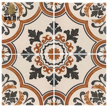 新中式復古花磚衛生間瓷磚陽臺防滑地磚民宿餐廳露臺火鍋店洗手間【X1213】