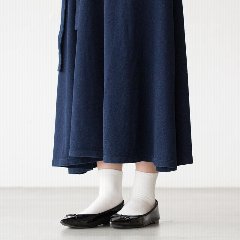 【美品】ラコステ　Aライン ポロワンピース　鹿子　リボンベルト　インディゴ 美品】ラコステ Aライン ポロワンピース 鹿子 リボンベルト