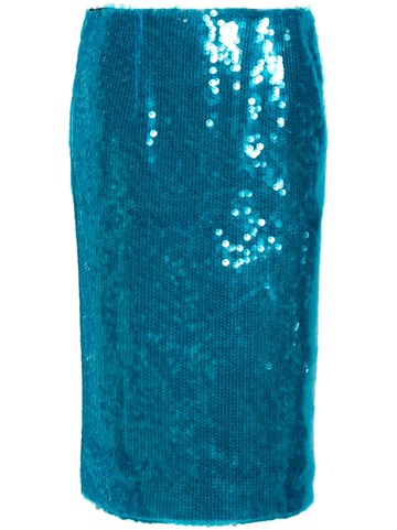 16Arlington - Delta sequinned midi skirt - women - Cotton/Polyester - 14 - Blue