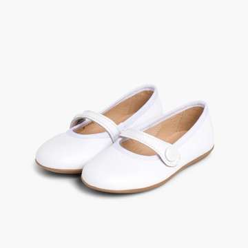 『畢業季必備』Pisamonas 真皮扣子娃娃鞋-白色 - 32