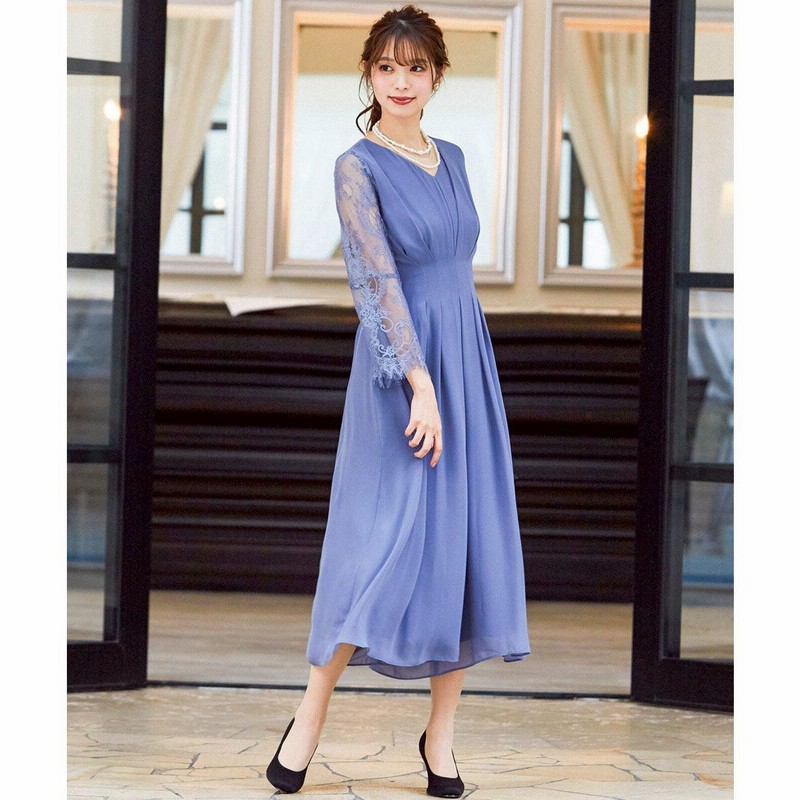 ニアナ Niana レーススリーブxライン 結婚式ワンピース パーティードレス 通販 Lineポイント最大get Lineショッピング