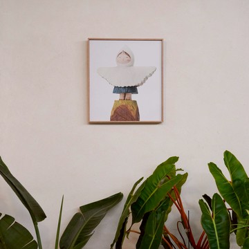 藝術掛畫｜中村萌 Moe NAKAMURA： Like a Bird - 楓木色鋁框