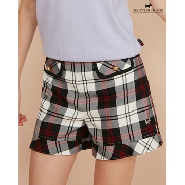 【SCOTTISH HOUSE】黑白紅格TR格紋荷葉短褲 CIWB2204
