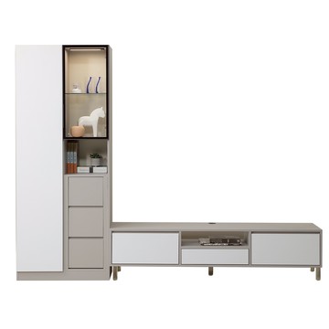 直人木業-MELODY現代風展示電視櫃組260公分(鋁框短門80公分+電視櫃180公分)(三抽置右)