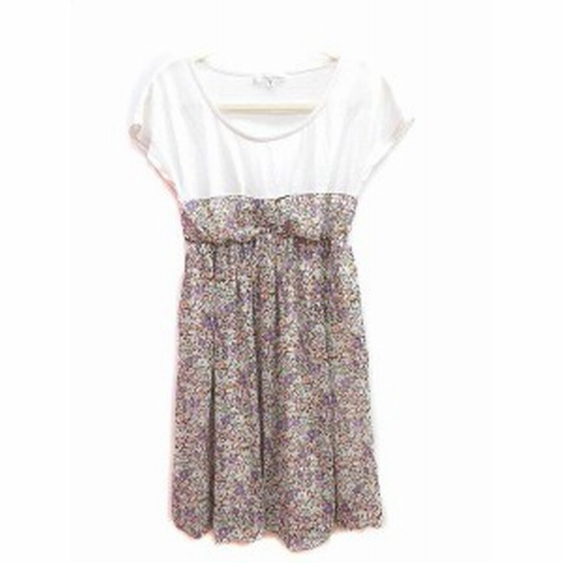 中古 クリアインプレッション Clear Impression ワンピース フレア ミニ 花柄 フレンチスリーブ 2 白 ホワイト レディース 通販 Lineポイント最大1 0 Get Lineショッピング