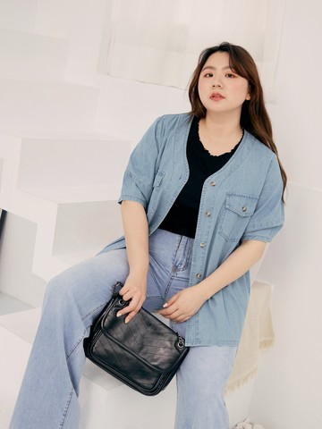 雲朵自訂款-牛仔車線拋袖上衣外套