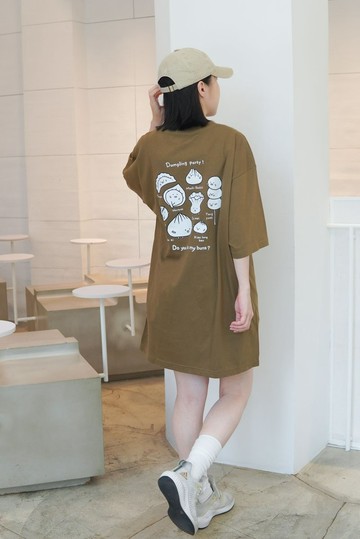 麻糬兔Dumpling party!-oversize T-shirt(橄欖綠)