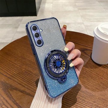 三星A55手機殼新款閃粉時尚軟殼5G適用GalaxyA55高端旋轉陀螺磁吸支架全包創意超薄SamsungA55奢華防摔保護套