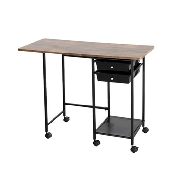 AMOS 亞摩斯 輕工業復古風摺疊收納桌  100 x 45 x 75cm  復古木紋