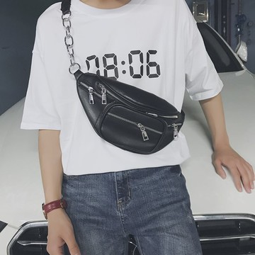 FINDSENSE品牌 韓國 新款 皮質胸包 腰包 錢包 側背包 潮流