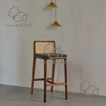 宅配免運😊吧檯椅 餐吧椅 化妝椅 高腳凳 高腳椅 新中式吧檯椅中古實木高腳椅傢用藤編吧椅酒吧前臺吧檯凳實木吧椅