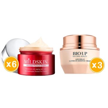 【全效呵護】BIO UP自然美極萃賦活全能撫紋霜50g*3入+MILDSKIN肌因胜肽活膚精質霜5+1件組