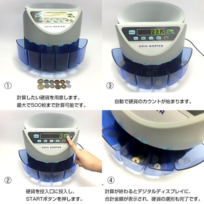 コインカウンター 自動 硬貨 計数機 マネー カウンター 小銭 電動 高速 