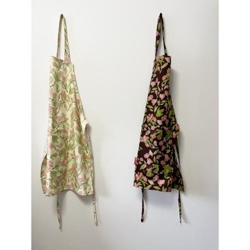 小眾圍裙純棉帆布枝頭掛果系圖案水彩感田園風超耐磨超柔軟氣質感