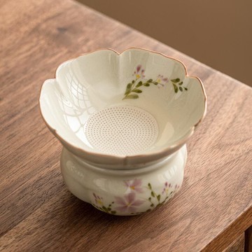 快速出貨 臺灣現貨手繪小雛菊查陋查濾壹體高檔陶瓷查葉濾查氣家用查隔功夫查具配件