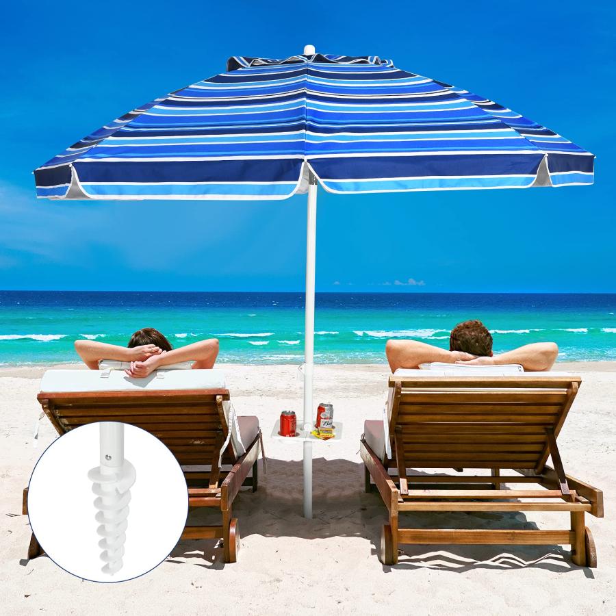 Tangkula 7.2 FT Beach Umbrella, Portable Beach Sunshade Umbrella W Sand Anchor, Tilt Mechanism, Sturdy Rib, Premium Steel Pole ＆ Carrying Bag, Fold