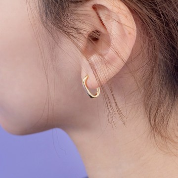 簡約橢圓小C圈無鎳耳環-A30083