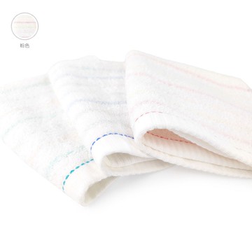 精梳棉粉彩條紋方巾一入-粉色