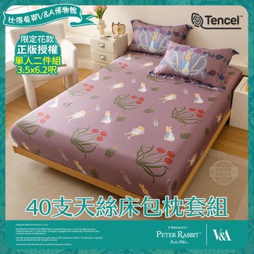 【PETER RABBIT 比得兔】比得兔與V&A博物館 妙妙屋-單人40支天絲床包枕套組(正版授權/天絲/二件組)