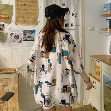 XL-8XL大尺碼】👩短袖襯衫 大尺碼女裝150公斤大碼女裝短袖襯衫韓版寬鬆夏季港味bf風設計感小衆胖妹妹半袖襯衣