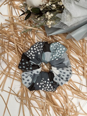 灰黑雲朵印花髮圈