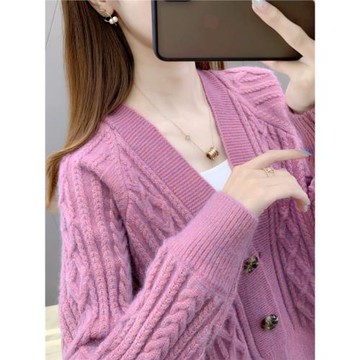 春裝2025年新款女士針織毛衣外套女開衫春季寬松時尚薄款上衣春秋