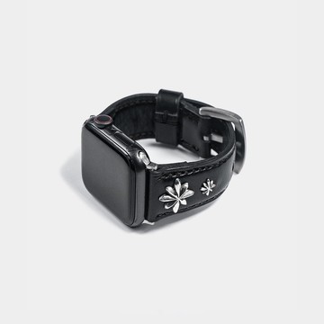 5-Star Concho Apple Watch Strap_Black_Black Stitch