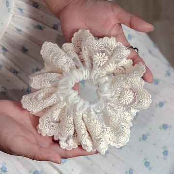 刺繡 蕾絲 髮圈 手工 髮帶