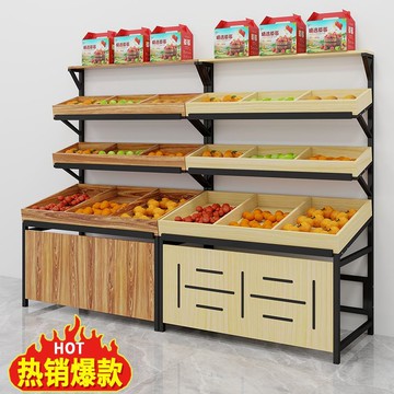 展示櫃 中島櫃 食貨架 蔬果架 超商架 水果店擺果框水果貨架展示架生鮮超市蔬菜水果架子多層中島商用 免運 快速出貨