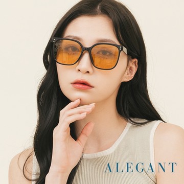 ALEGANT松香黃度假風韓版復古時尚中性方框輕量TR90防曬偏光墨鏡│UV400太陽眼鏡│曠野的時光覆影