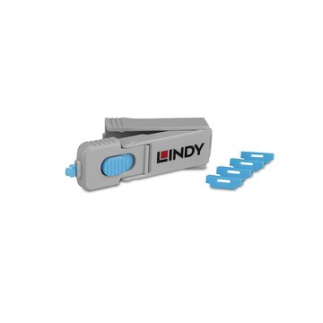 LINDY HDMI 專用鑰匙及阻塞器(1 KEY + 4 LOCK)，藍色 40320