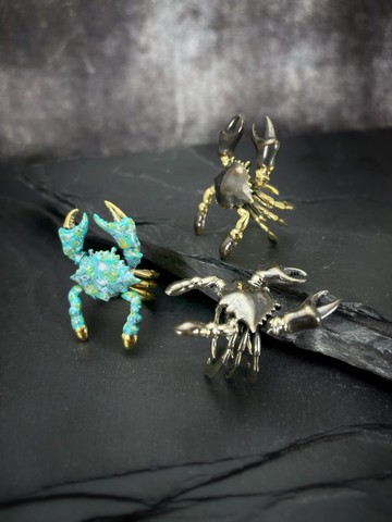 十二星座 巨蟹座 螃蟹戒指，可調整尺寸，有 3 種顏色可供選擇。