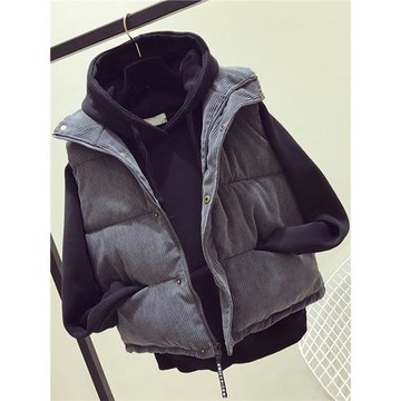 品牌折扣女裝專柜撤柜外貿春秋羽絨棉馬甲女短款燈芯絨馬夾外套潮