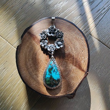 【曲水辰手作】綠松石純銀吊墜