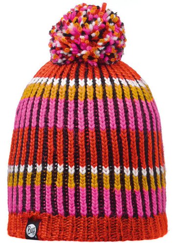 ├登山樂┤西班牙 BUFF 暖紅橫紋毛球 POLAR針織帽 # BFL110990-522-10