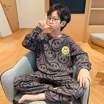 【秋冬新品】男童睡衣 兒童居家服 中大童睡衣套裝 純棉 卡通 加肥加大 圓領 秋季 男童秋季睡衣 兒童純棉居家服套裝