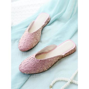 夏季時尚平底軟底布拖鞋女包頭居家靜音防滑素雅純色涼拖鞋女外穿