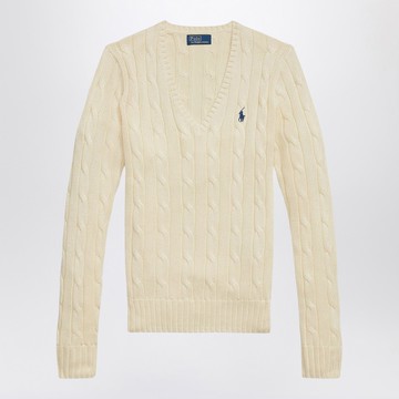 Cream cable-knit cotton sweater