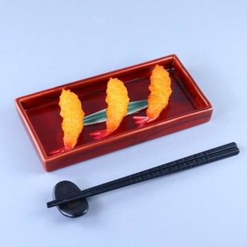 創意陶瓷餐具日式長方平板盤紅色壽司盤刺身拼盤前菜碟烤肉燒鳥盤